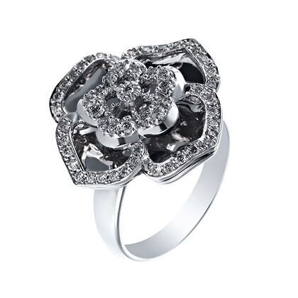 Кольцо из белого золота 750 пробы с бриллиантами (17,5)