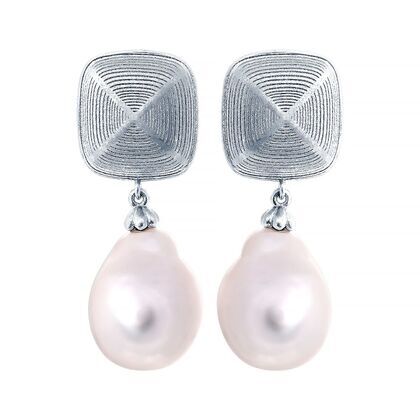 Серьги из серебра 925 пробы с барочным жемчугом