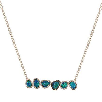 Колье из золота 585 пробы с опал-дублет и бриллиантами (70)