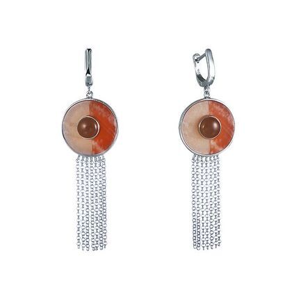 Серьги из серебра 925 пробы с агатом и дублетом