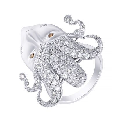 Кольцо из белого золота 585 пробы с бриллиантами (16,25)