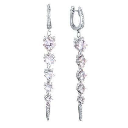 Серьги из белого золота 585 пробы с топазами и бриллиантами