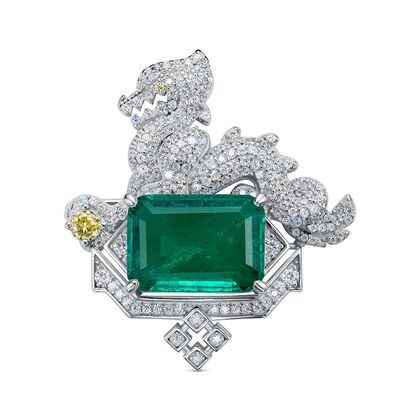 Брошь из серебра 925 пробы с фианитами