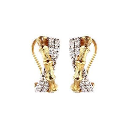 Серьги из золота 585 пробы и белого золота 585 пробы с бриллиантами