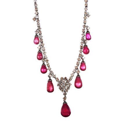 Колье из черного золота 750 пробы и белого золота 750 пробы с турмалинами и бриллиантами