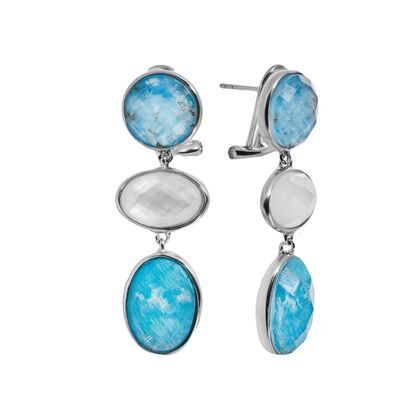 Серьги из серебра 925 пробы с дублет стекло /перл
