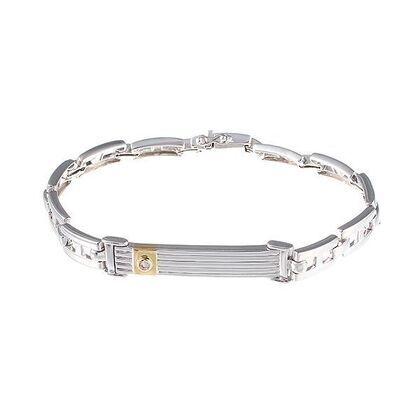 Браслет из серебра 925 пробы и белого золота 585 пробы с бриллиантом (22)