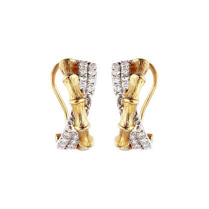 Серьги из золота 585 пробы и белого золота 585 пробы с бриллиантами