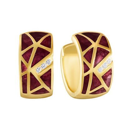 Серьги из серебра 925 пробы с эмалью и фианитами