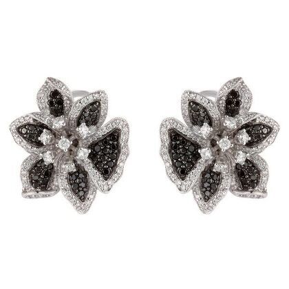 Серьги из белого золота 750 пробы с бриллиантами облагороженными