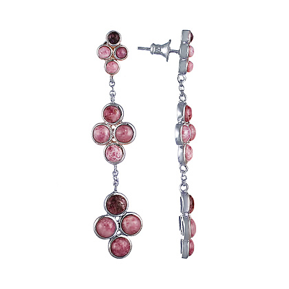 Серьги из серебра 925 пробы с родохрозитами