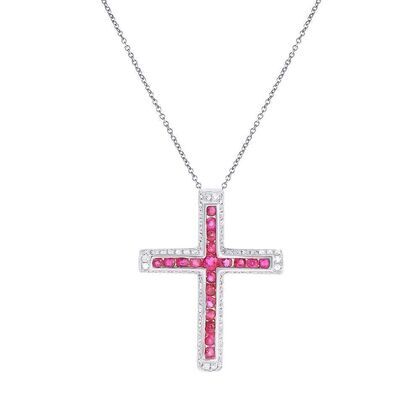 Колье из белого золота 585 пробы с рубинами и бриллиантами