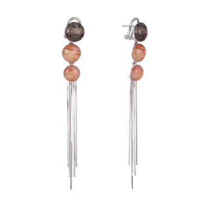Серьги из серебра 925 пробы с кварцем и рутилом