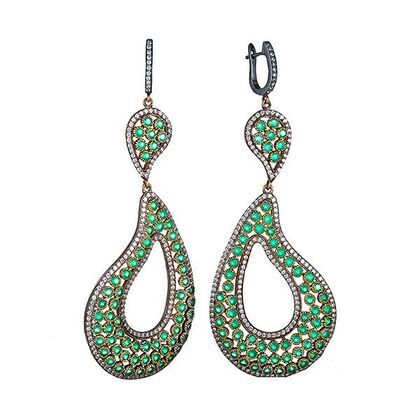 Серьги из серебра 925 пробы с агатом и фианитами