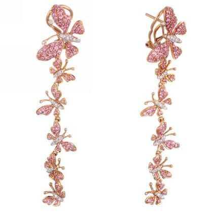 Серьги из розового золота 585 пробы с бриллиантами и сапфирами