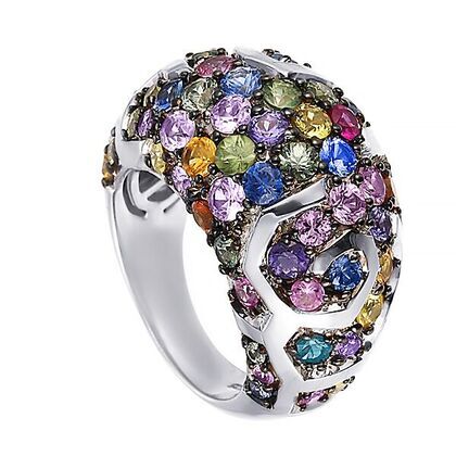 Кольцо из серебра 925 пробы с сапфирами (16,75)