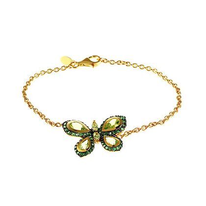 Браслет из серебра 925 пробы с перидотами и цаворитами (17)