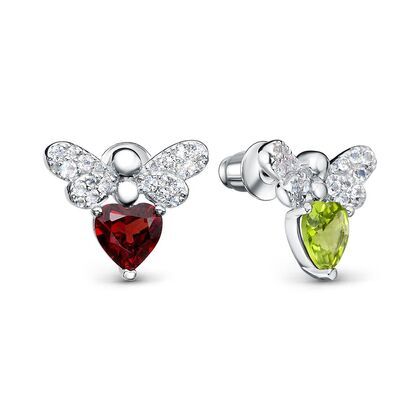 Серьги из серебра 925 пробы с гранатами, перидотами и топазами
