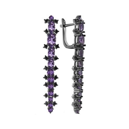 Серьги из серебра 925 пробы с аметистами и шпинелью