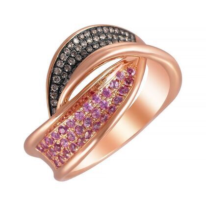 Кольцо из розового золота 585 пробы с сапфирами и бриллиантами (18)