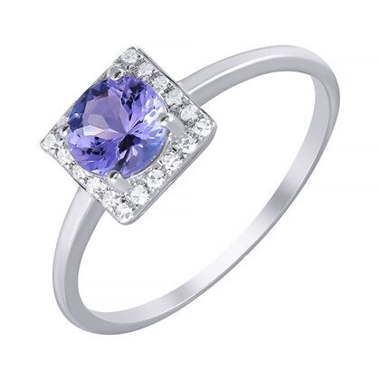 Кольцо из белого золота 585 пробы с танзанитом и бриллиантами (16,5)
