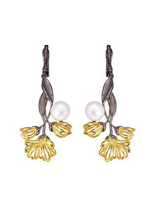 Серьги из серебра 925 пробы с барочным жемчугом