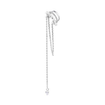 Серьги из серебра 925 пробы с фианитами и культивированным жемчугом