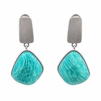 Серьги из серебра 925 пробы с амазонитами