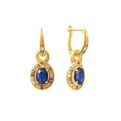 Серьги из серебра 925 пробы с корундами и сапфирами