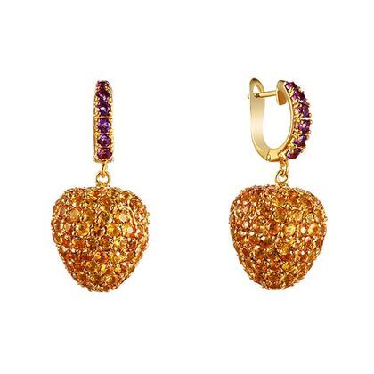 Серьги из серебра 925 пробы с сапфирами и аметистами
