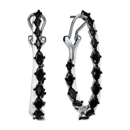 Серьги из серебра 925 пробы с шпинелью и эмалью