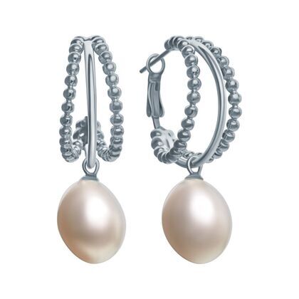 Серьги из серебра 925 пробы с культивированным жемчугом