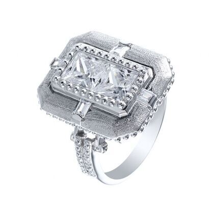 Кольцо из серебра 925 пробы с ювелирным стеклом и фианитами (17,25)