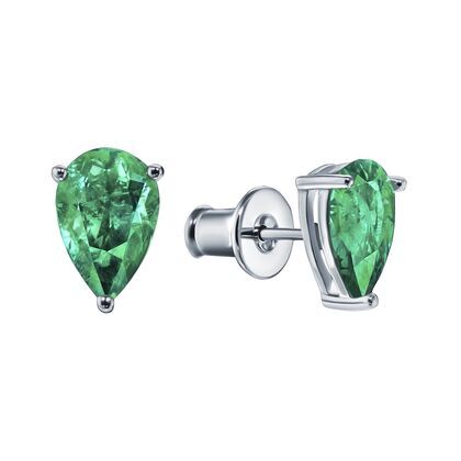 Серьги из серебра 925 пробы с ювелирным стеклом