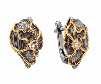 Серьги из серебра 925 пробы с цитринами