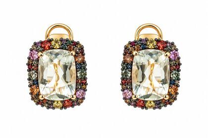 Серьги из серебра 925 пробы с аметистами и сапфирами